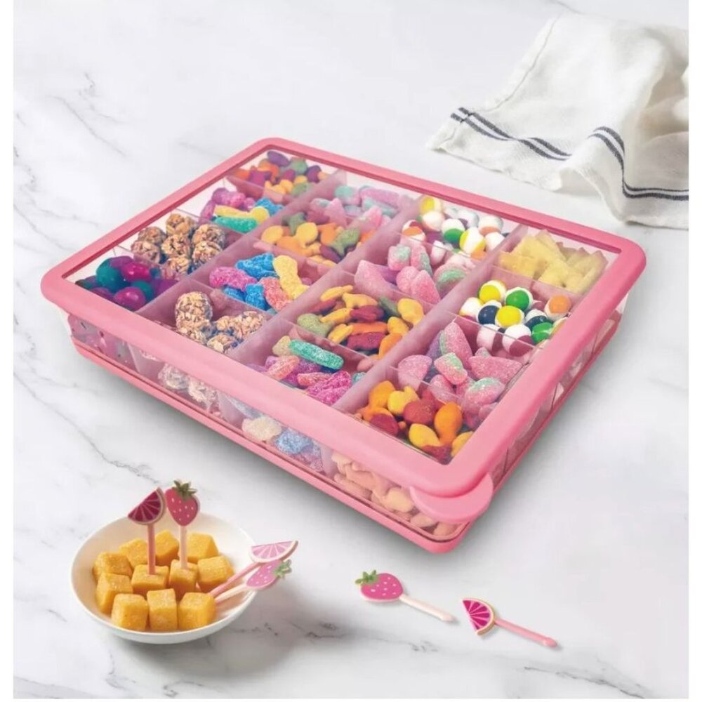 CWC (2-PACK) Pink Perfect On-The-Go Snack Box With 16 Compartments & Food Picks - Picture 2 of 8